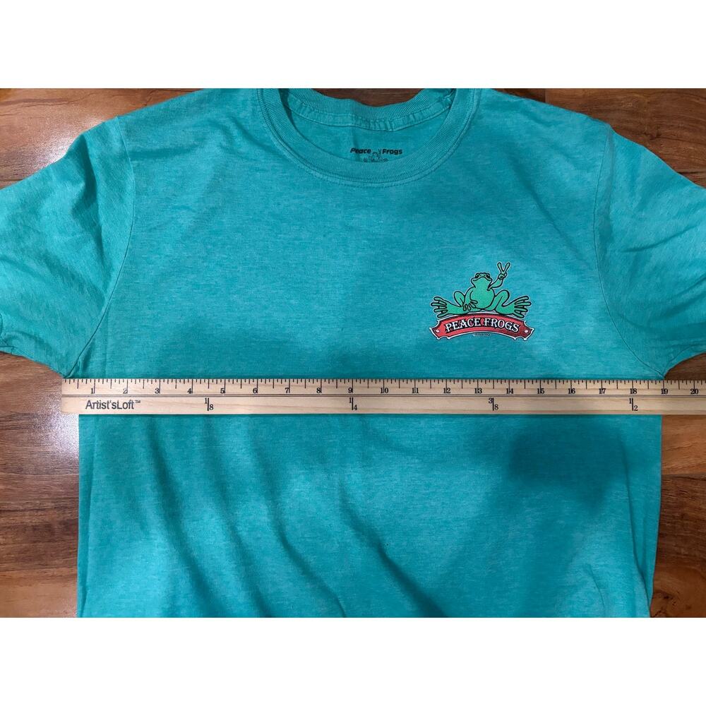 Peace frogs teal blue graphic t shirt size size medium, unplugged peace frogs - Picture 5 of 6